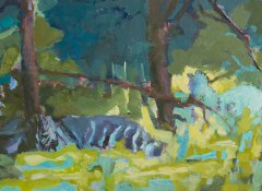 In the Bush no.2, oil on panel, 12 x 24 inches, 2020