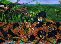 Rats (2 panels), oil on canvas, 48 x 84 inches, 2006