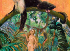 Monkey and Eve, oil on paper, 30 x 22 inches, 2007